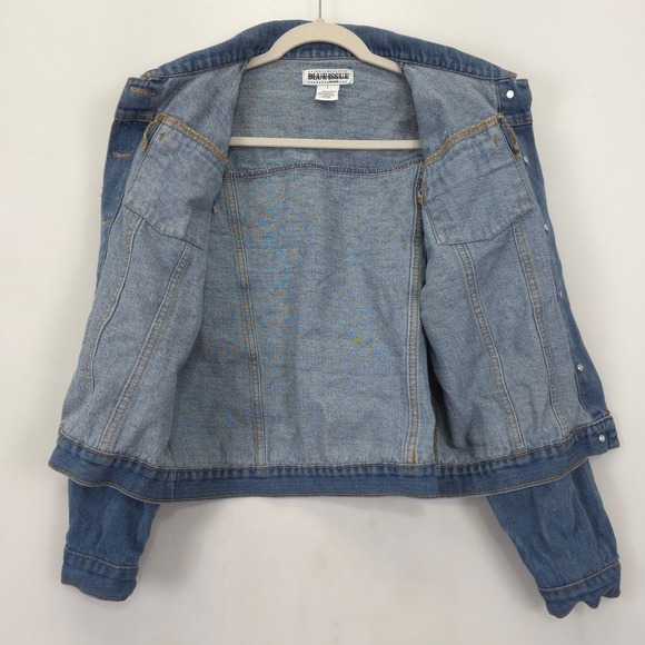 Blue Issue Denim Jacket Women's L Classic Blue Jean Button Front 100% Cotton - Picture 3 of 9